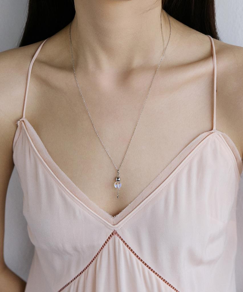 Merrymotive Clear Moonstone With Drop Chain Necklace