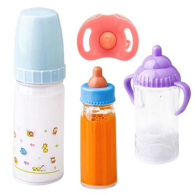 Biberons Magiques de Poupée 15,2 cm/9,3 cm avec Tétine et Bavoirs Adaptés aux Poupées Nouveau-né Biberon en Plastique Set de Jouets de Maison de Poupée Reborn
