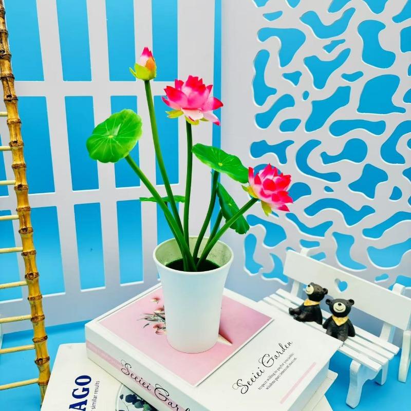 Simulovaný Lotos Mini Lotos Malá Leknín Ozdoby Hotelové Pokovování Dekorace Domácí Dekorace Květiny