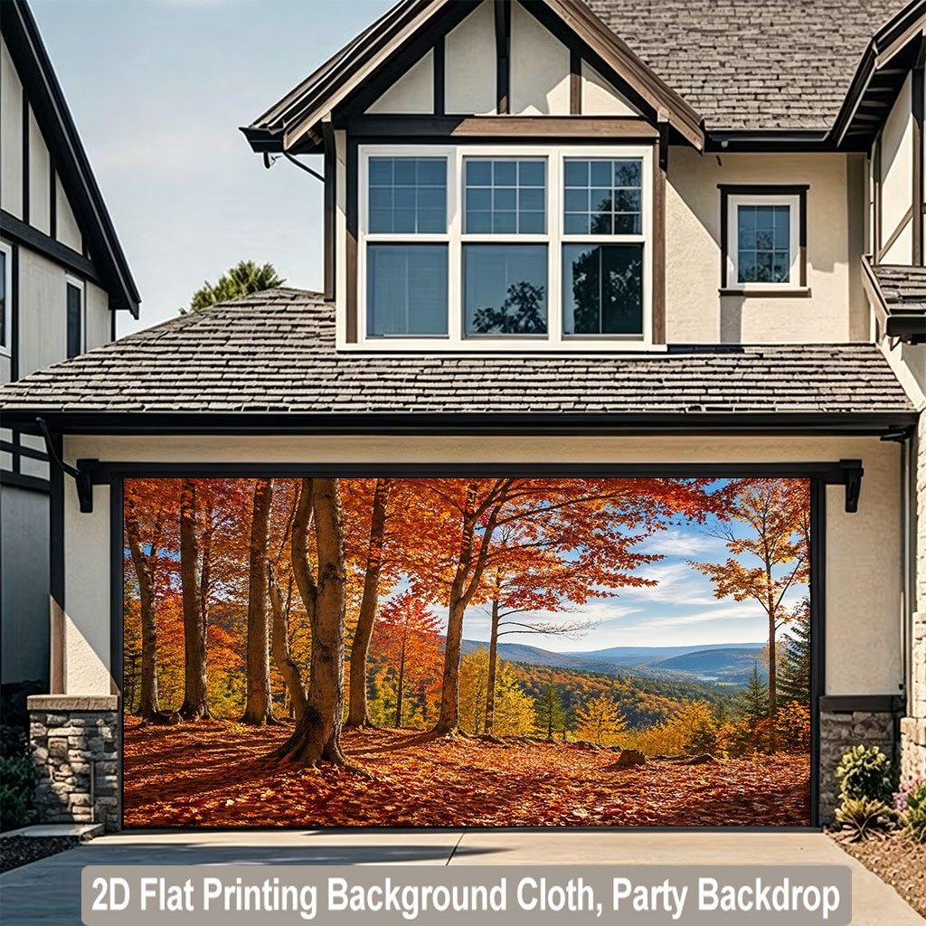 1 Piece of 2D Flat Background Fabric a Banner Featuring a Rich and Charming Autumn Forest Scene background.PMJ