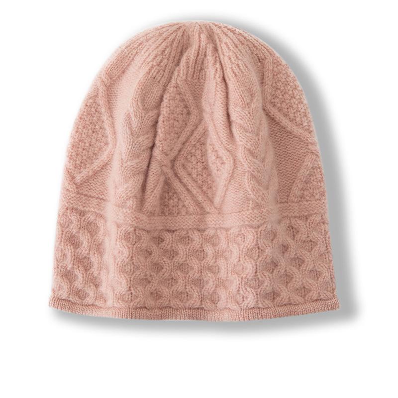 Cashmere Autumn and Winter New Style Women's High End Knitted Outdoor Warm Jacquard Ear Protection Hat Knitted Casual Baotou Hat