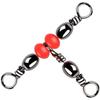 Japanese Three-Prong Swivel Red Bead Fishing Connector with Anti-Tangle Design