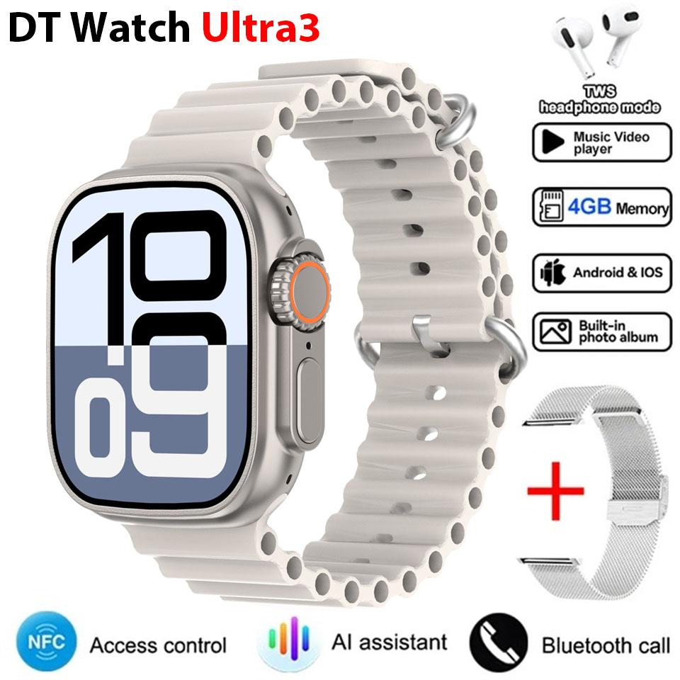 DT Ultra 3 Smartwatch Amoled-skärm 4GB MP3 MP4-spelare Bluetooth Nätverksdelning App Store ChatGPT Smart AI-klocka Man Sportklocka