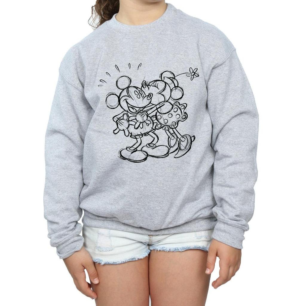 Disney Girls Mickey And Minnie Mouse Kiss Sketch Sweatshirt