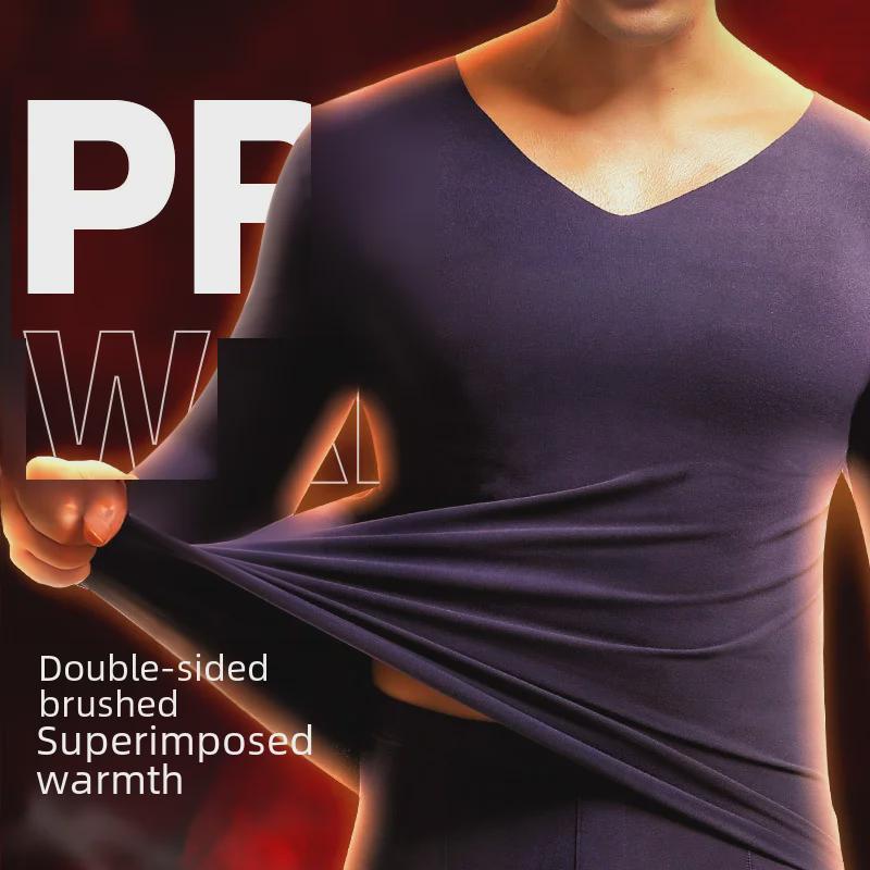 Pánská bezešvá termoprádlová souprava: Zesílená sametová bavlněná základní vrstva pro podzim/zimu