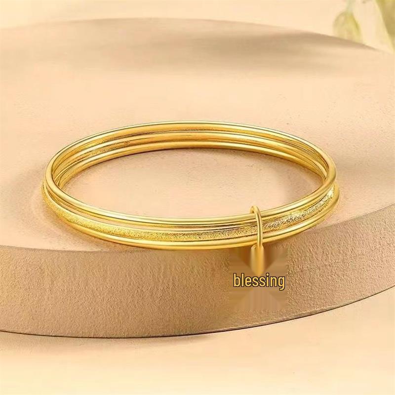 Shajin Jewelry Lotus Pod Bangle: Three Lives, Three Worlds Fu Character - Luxury Women's Imitation Gold Accessory.