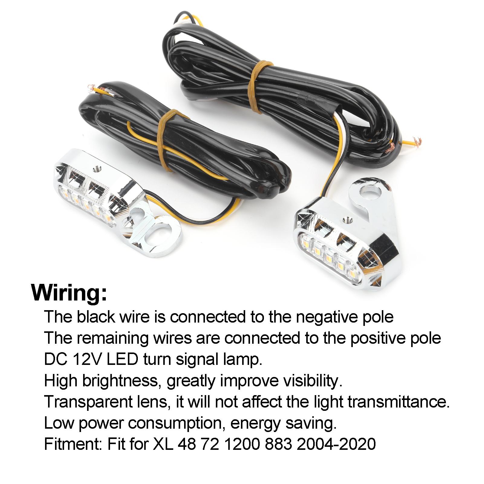 

2pcs Motorcycle LED Turn Signal Light Indicator Transparent Lens Fit for XL 48 72 1200 883 2004-2020