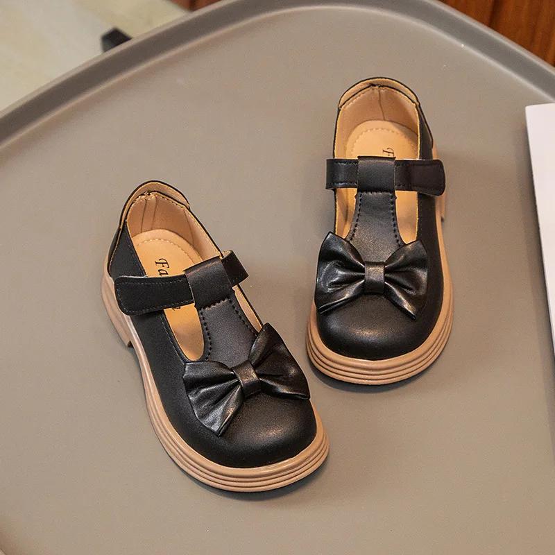 Spring Autumn New Arrival Girls Leather Shoes Fashion Kids Bow Princess Shoes Soft-Soled Mary Janes Drop-shipping