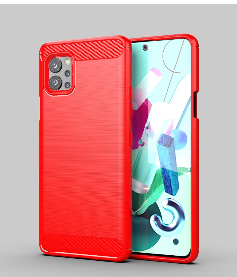 For LG Q92 5G Case Rubber Bumper Anti-knock Silicone Carbon Fiber Cover For LG Q92 Q51 Q61 K40S Phone Case For LG Q92 5G Case