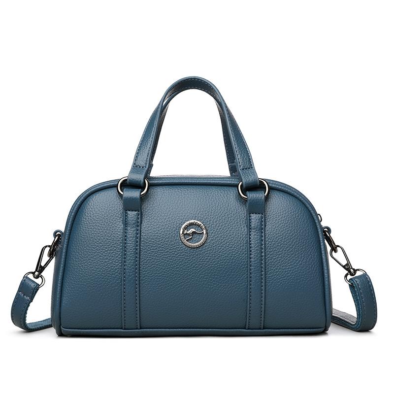 Винтажная сумка через плечо женская сумка-бостон для поездок на работу однотонная сумка через плечо синий