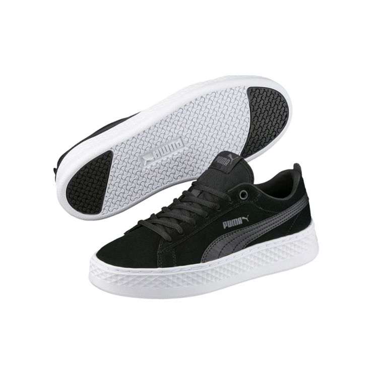 Puma Smash Platform Suede Casual Low Top Sneakers Women Sneakers Black White 366488-01