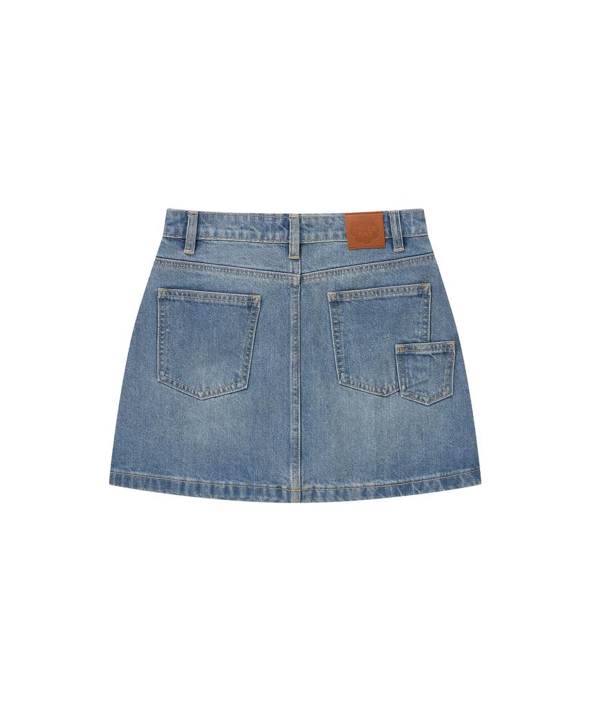 Covernat Woman Denim Mini Skirt Blue
