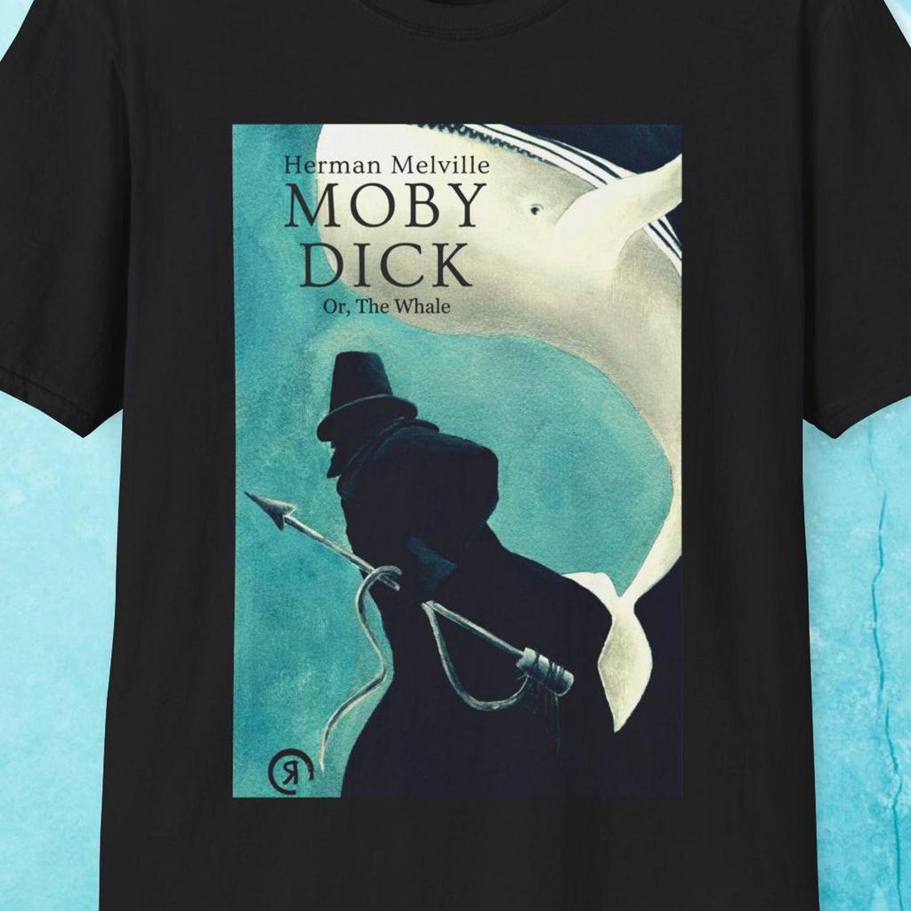 Moby Dick Shirt, NOIR Ahab, Centered: Badass w/ Harpoon. 1948, UK. Herman Melville, thomas pynchon, whale, captain, book, literature, Sartre
