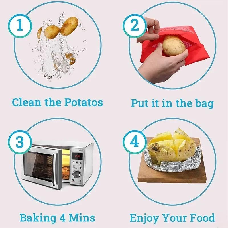 Microwave Potato Bag Reusable Express Microwave Potato Cooker Bag Baked Potato Cooker Perfect Potatoes 1 Minutes Red Baked Pouch