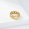 New European and American Trend Heart-shaped Cuban Chain Ring Titanium Steel Plated 18K Gold French Niche Premium Hand Jewelry