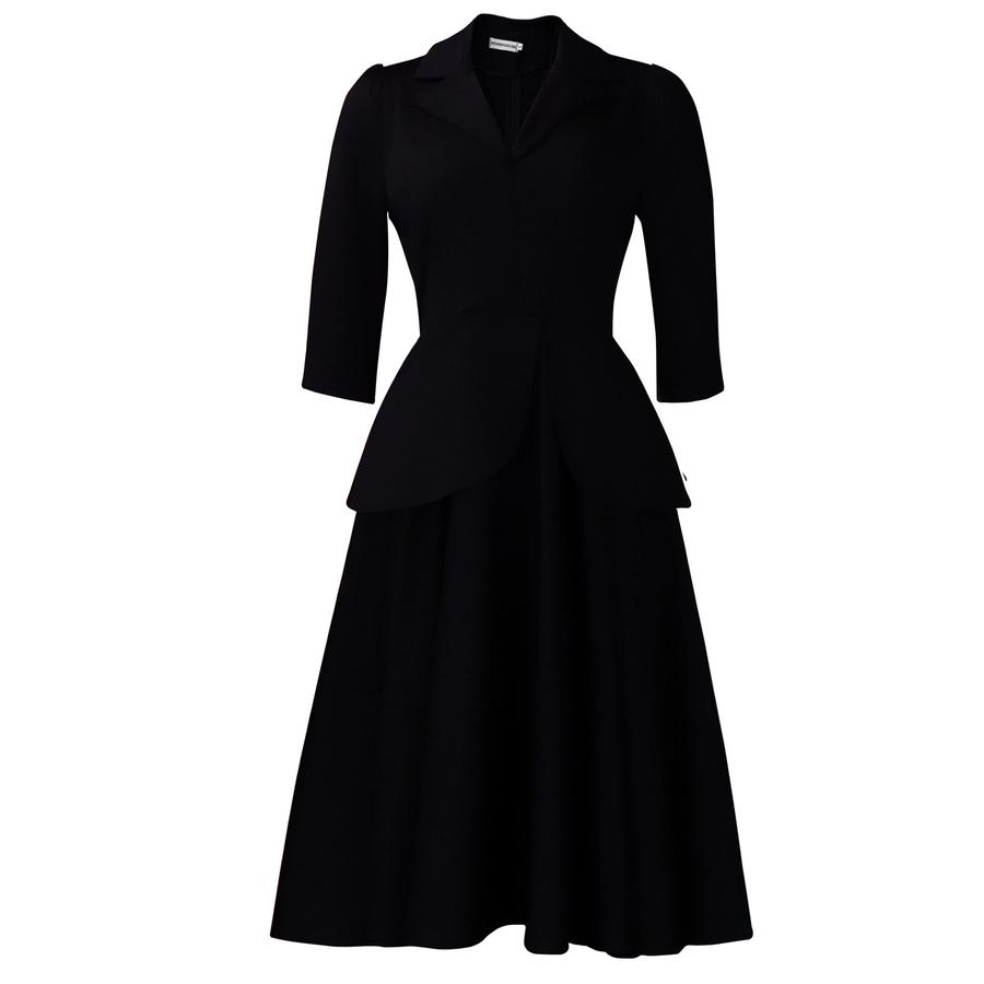 Women's Autumn Fashion Plus Size Dress with Blazer Collar, Solid Color A-Line Maxi Dress for African Women