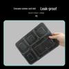 Thickened Food-Grade 1200ml 5-Compartment Disposable Lunch Boxes, 150 Black Sets
