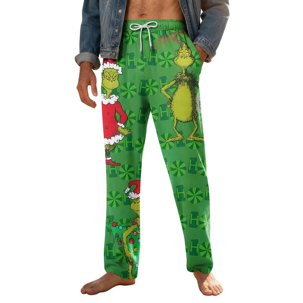 Pánské domácí měkké pyžamové kalhoty se stahovací šňůrkou s kapsami Sportovní kalhoty pro volný čas