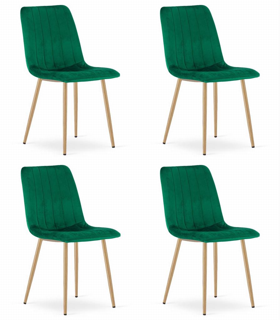 LAVA chair - dark green velvet / wood-colored legs x 4