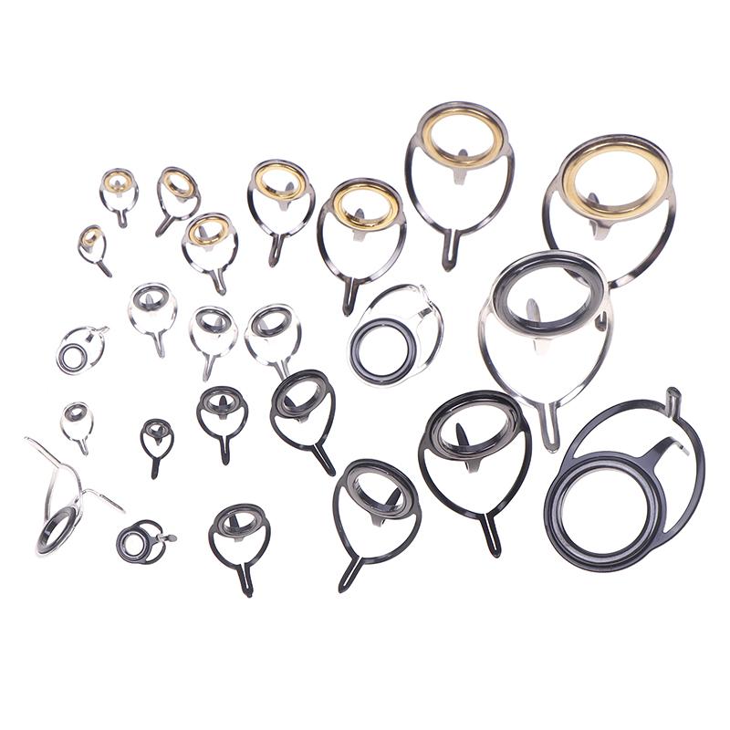 8Pcs/set Fishing Tackle Stainless Steel Repair Kit Set Fishing Rod Guide Ring Tip Fishing Pole Circle Ring Eye Guide Wire Loop
