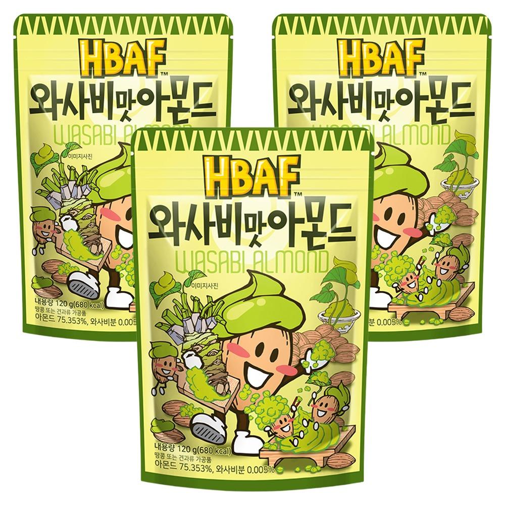 HBAF Wasabi Smaak Amandelen Knapperige Pittige Hartige Snack 190g (verpakking van 3 stuks)
