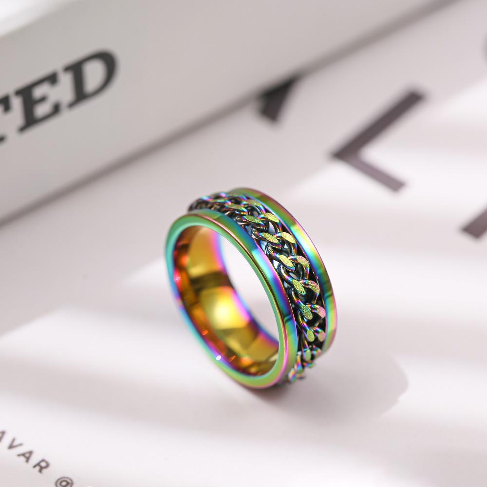 Herren Dominanter Drehbarer Edelstahl Kettenring - Trendiger, Nischen-, Anlaufbeständiger Titanschmuck