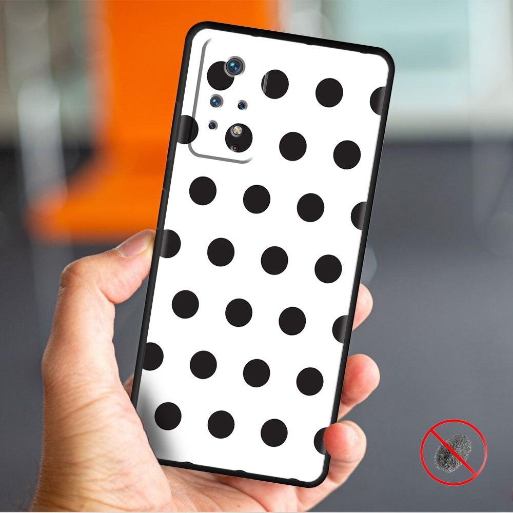 Funda celulară din silicon cu buline alb-negru pentru Redmi Note 9T 9A 9 10 9S 8 K40 9C 7 11 Pro 10C 8T K40S
