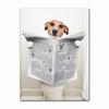 Funny Animal Dog Read Newspaper Oil Painting On Canvas Wall Art Poster Prints Wall Art Picture for Bathroom Toilet Decoration