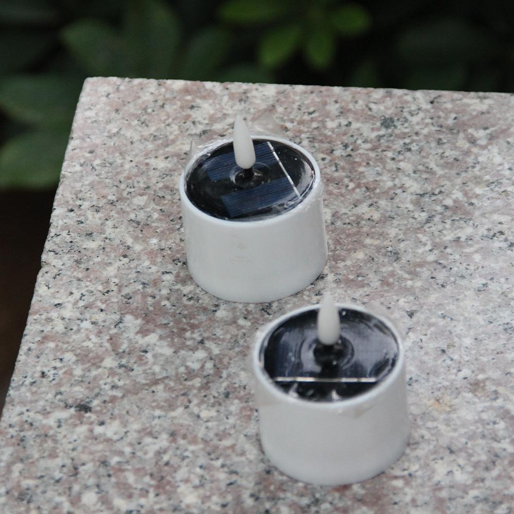 Solar Tea Lights Outdoor Garden LED Flameless Flickering Candle Light Landscape Courtyard Lamp Waterproof Dusk to Dawn Lighting