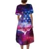 Women's Casual V-Neck Short-Sleeve Independence Day Print Dress