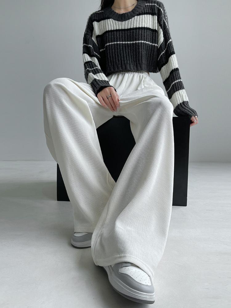 Kalhoty se širokými nohavicemi Dámské Podzim Zima Zesílené Volné Ležérní Rovné Kalhoty Y2K Dámské s Kapsami Mop Kalhoty Zeštíhlující Postavu