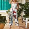 Women's Casual Jumpsuit Sleeveless Christmas Printed Cotton Jumpsuit