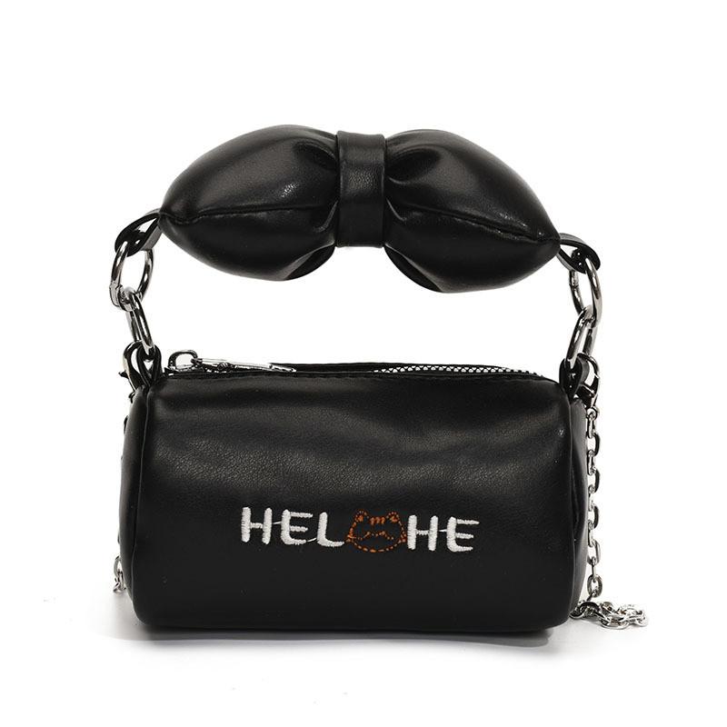 

Cat Bowknot Single Shoulder Crossbody Bag Solid Color Handbag Gift Lightweight чёрный