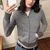 GREEN BELT Copenhagen Striped Knit Hooded Cardigan