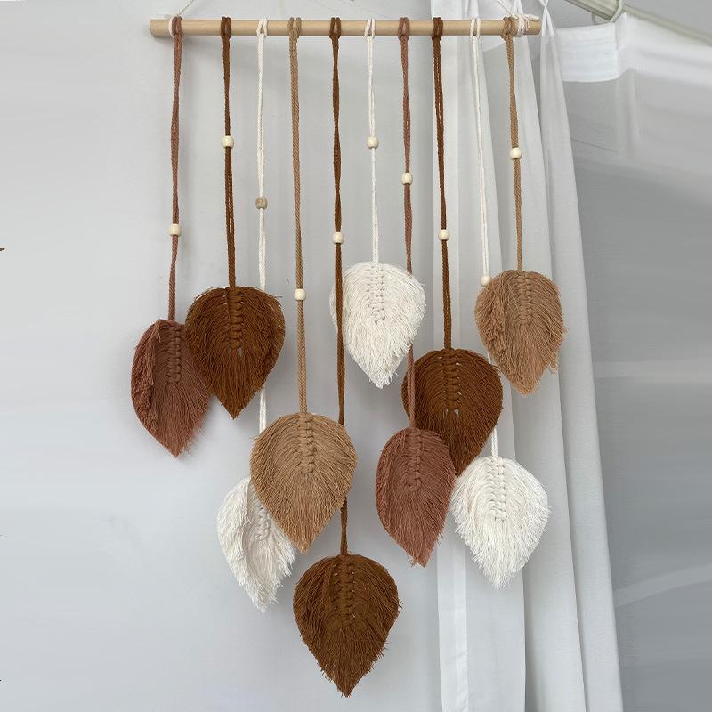 Decorative Wall Hanging Hand Woven Cotton Rope Leaf Tapestry Home Wall Decoration Room Wall Hanging
