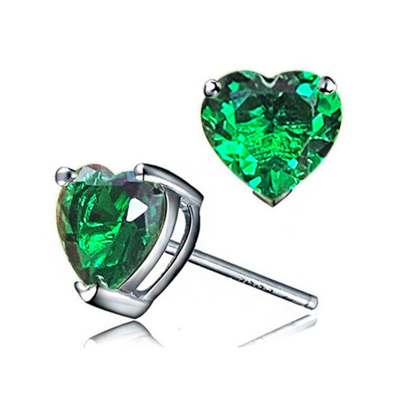Fashionable Mini Heart-Shaped Zircon Stud Earrings For Women, Heart-Shaped Colorful Diamond Multi-Color Earrings