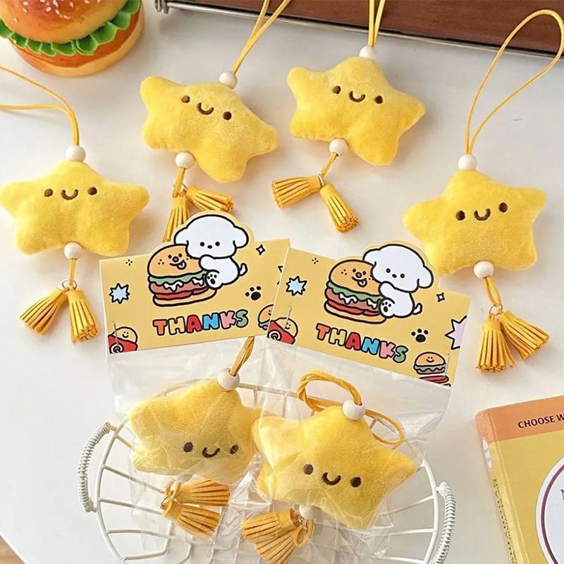 Cartoon Plush Star Pendant Gift Hangings Ornament Yellow Plush Hangings Bag Accessories Bag Pendnat Car Keys Accessories