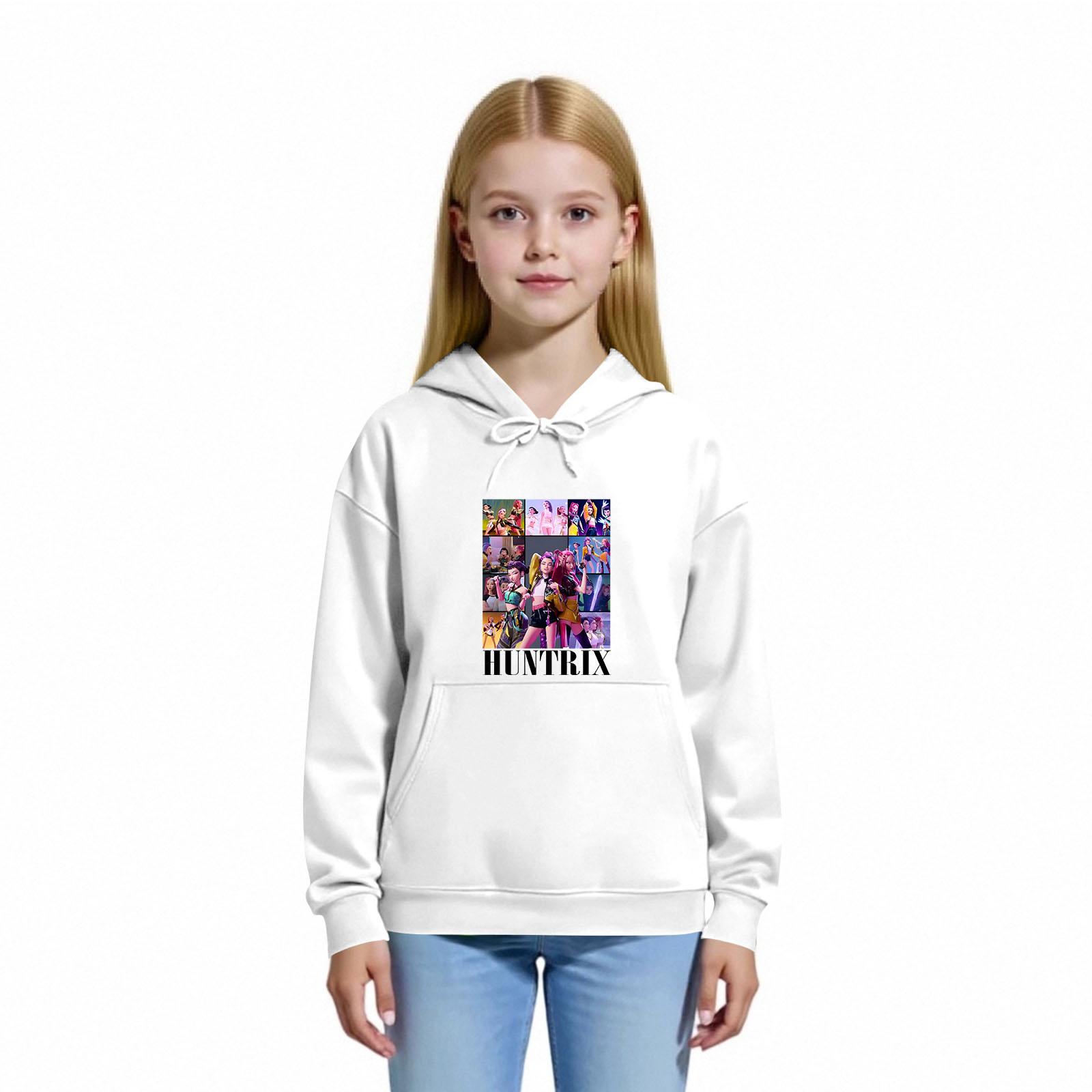 

Детская толстовка с капюшоном для мальчиков и девочек, модная толстовка с длинными рукавами и принтом 160 белый