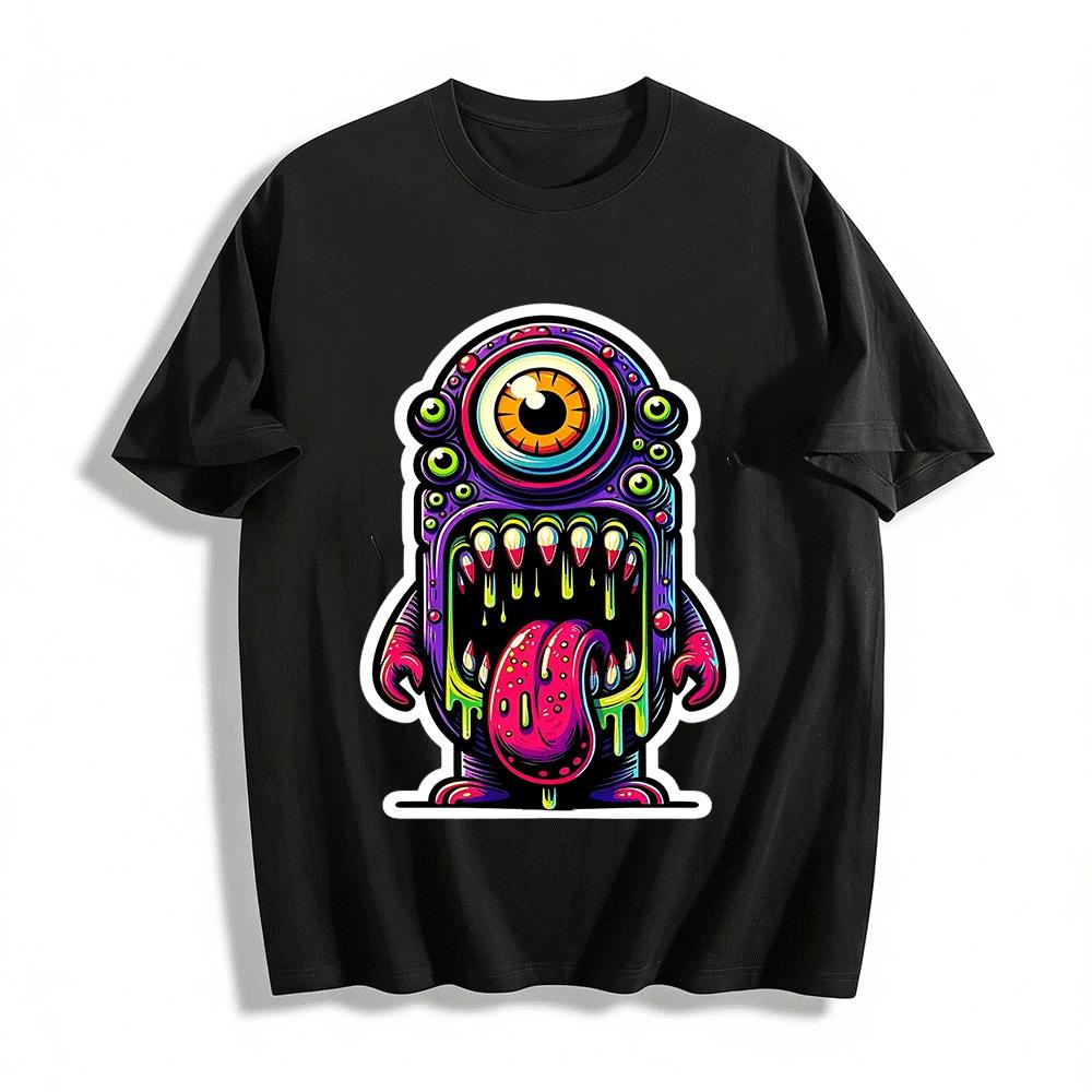 Cool Cyclops Multi-eyed Monster Print Casual Unisex T-shirt Pure cotton T-shirt XXS