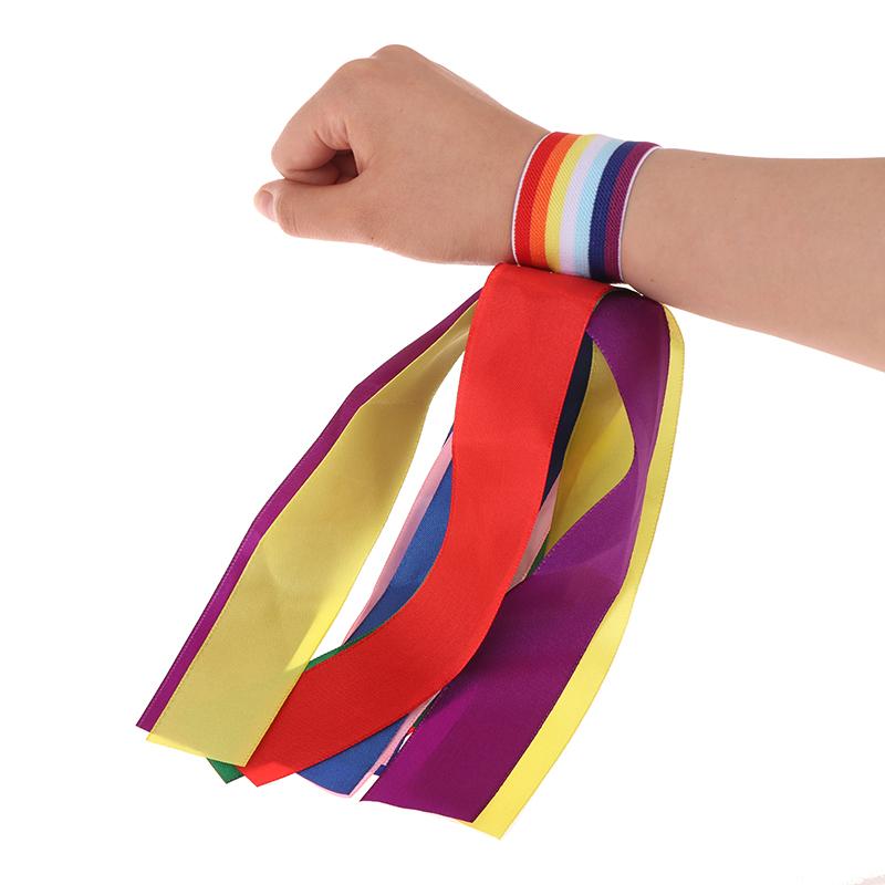 Children'S Wrist Elastic Ribbon Performance Rainbow Wrist Strap Stage Performance Wrist Bell