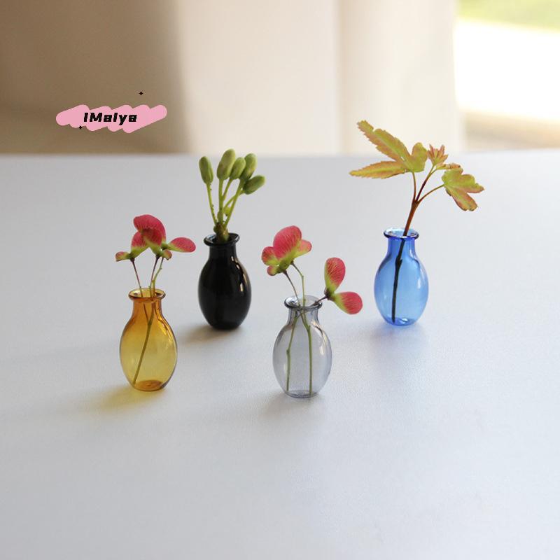 M-Mini Glass Vase Fridge Magnet Creative 3D Vase Micro Landscape Ornament Fridge Magnets Place Flower Arrangements Decoration