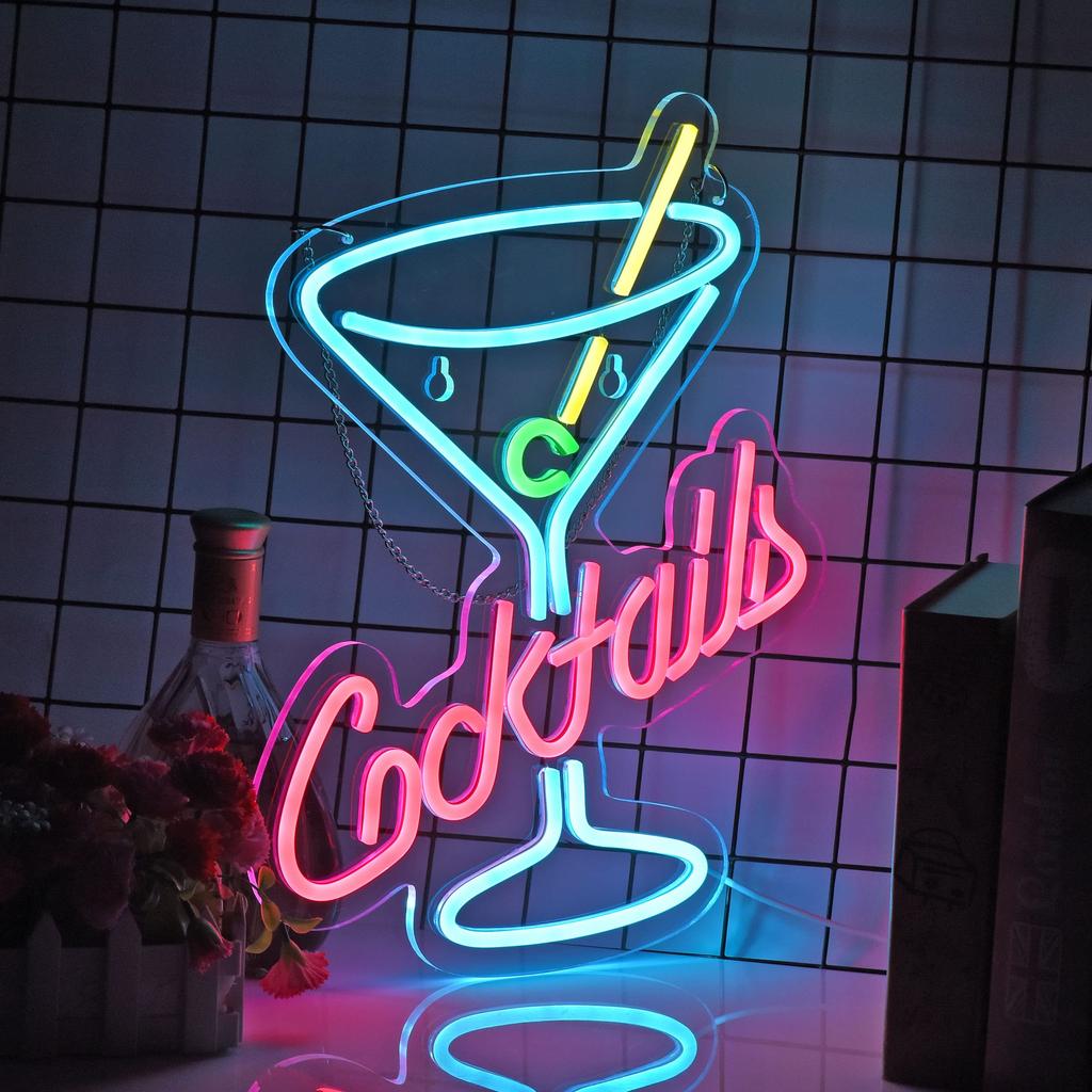 Cocktails Beer Neon Sign - Bright LED Bar Decor,  Commercial Pub & Home Bar, Grand Opening Gift for Bartenders & Brew Lovers