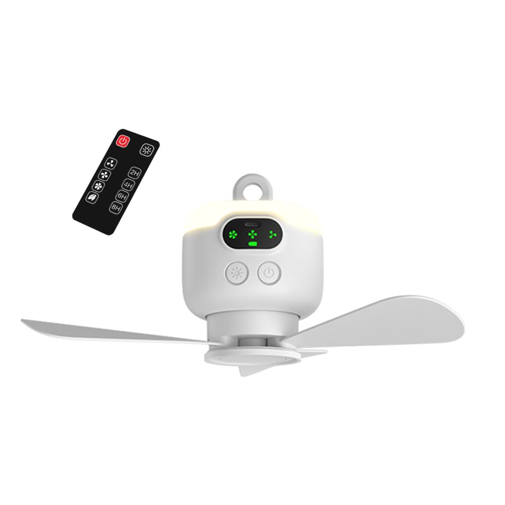 Rechargeable Camping Ceiling Fan with Light Portable Camping Fan with Remote Control 3 Wind Speed for Summer Household Outdoor