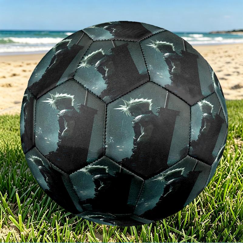 Final Fantasy Print Size 5 Soccer Ball, PU Wear Resistant Football for Match Training and Daily Practice, Birthday Gift for Soccer Fans