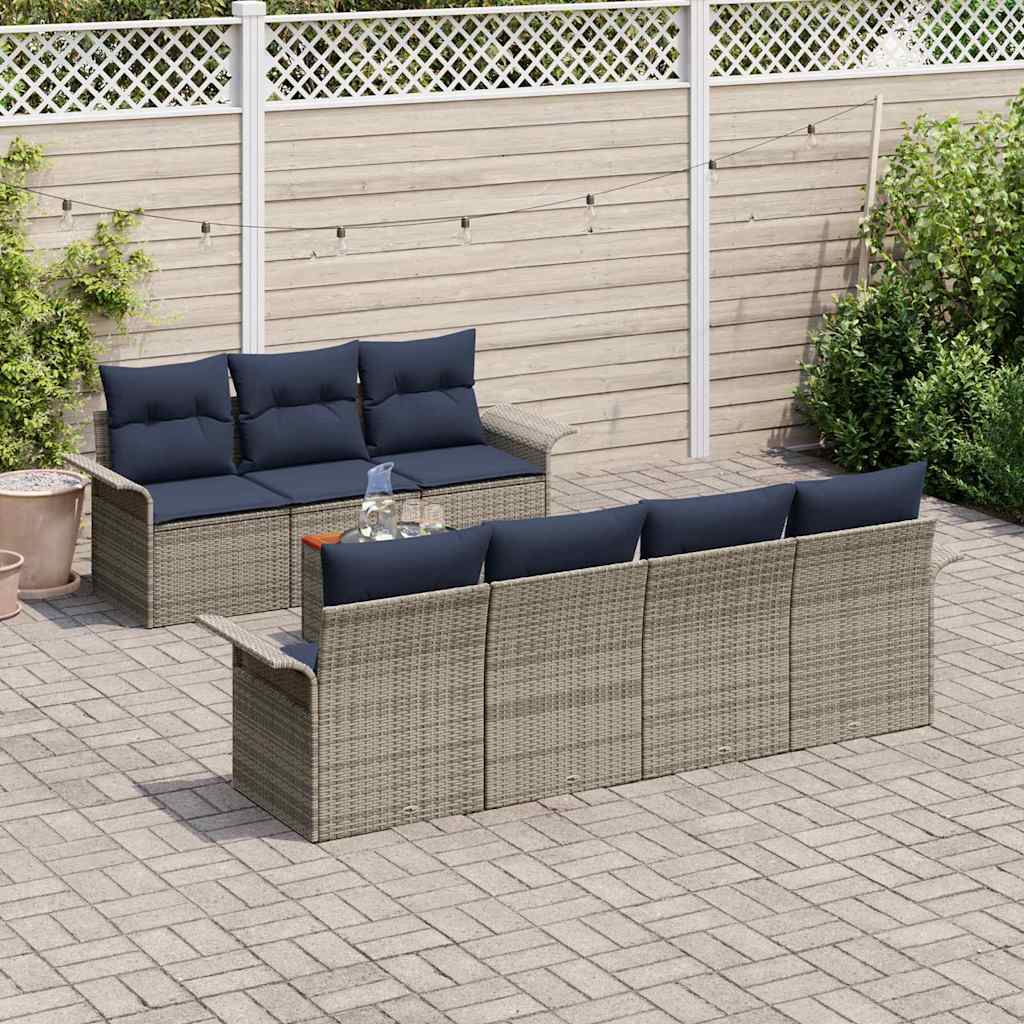 Garden Sofa Set with Cushions 8 Pcs Grey Poly Rattan