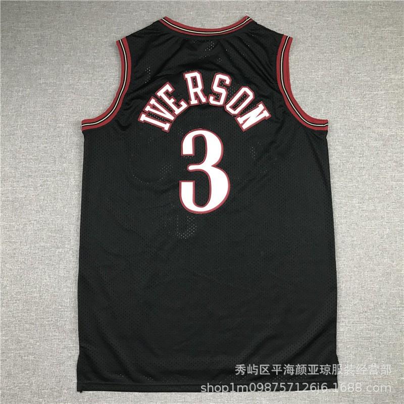 Philadelphia 76ers Allen Iverson 3 Authentic Stitched Mesh Basketball Jersey Men Women Sportswear