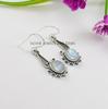 Oval Malachite Earrings: Handmade 925 Sterling Silver Gemstone Dangle