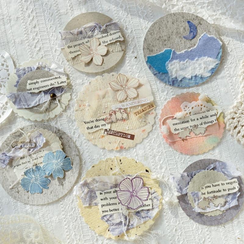 Light Retro Decorative Paper Disks Paper Disc For Journals Gift Packaging Creative Projects Soft Color Palette