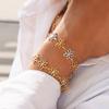 Distinctive Stainless Steel Metal Flower Chain Bracelet Waterproof High Quality Golden Summer Fashion Jewelry