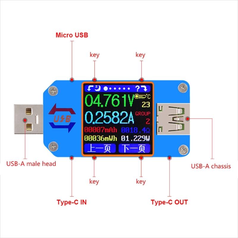 USB Power Meter 4-24V 5A LCD USB Voltage Current Display USB Tester Multimeter USB Current Meter Tester LCD Display